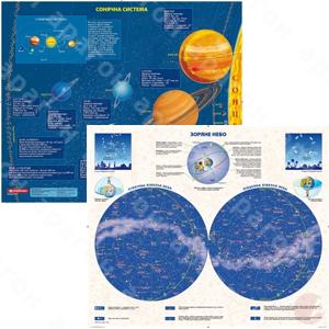 Карта Звездное небо+Солнечная система картон/ламинация 44х53см