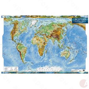 Карта Мира общегеогр. 1:35 000 000 картон/планки/ламинация 98х68 см.